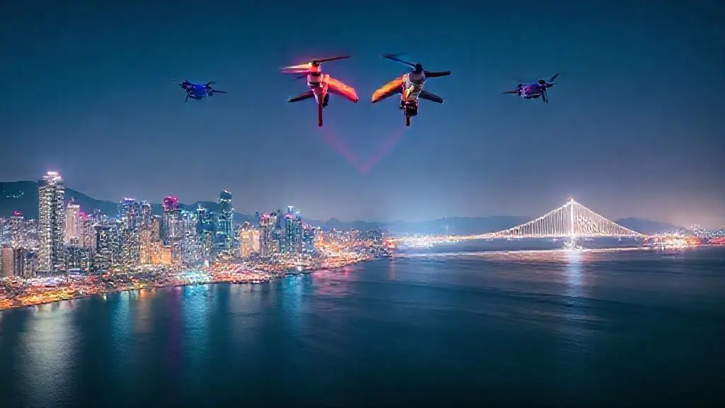 1. 화려한 도시의 불빛과 어우러진 밤바다