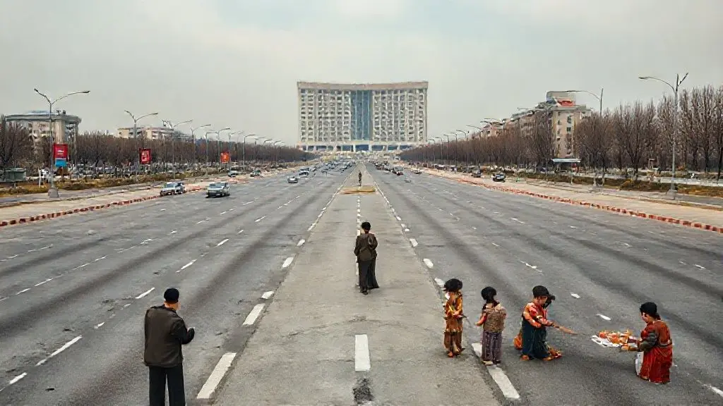 평양의 기괴한 풍경과 어둠 속 피어나는 희망