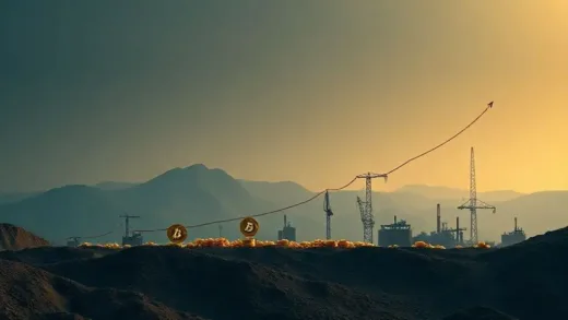 A visual representation of Bitcoin's evolution from a volatile speculative asset to a stable, industrial-grade investment, possibly showing a growth chart or a timeline.