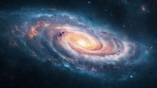 A captivating cosmic landscape with swirling galaxies and a sense of profound mystery, representing the unknown before the Big Bang.