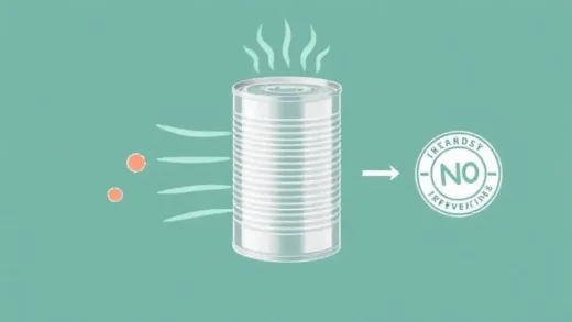 An infographic-style image illustrating the sterilization process of canned food. Show a cross-section of a can with heat waves, bacteria disappearing, and a "no preservatives" stamp. The overall aesthetic should be modern, clean, and reassuring.