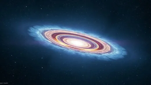 A cosmic landscape with a subtle hint of a ring structure, galaxies scattered, deep space, artistic, high resolution.