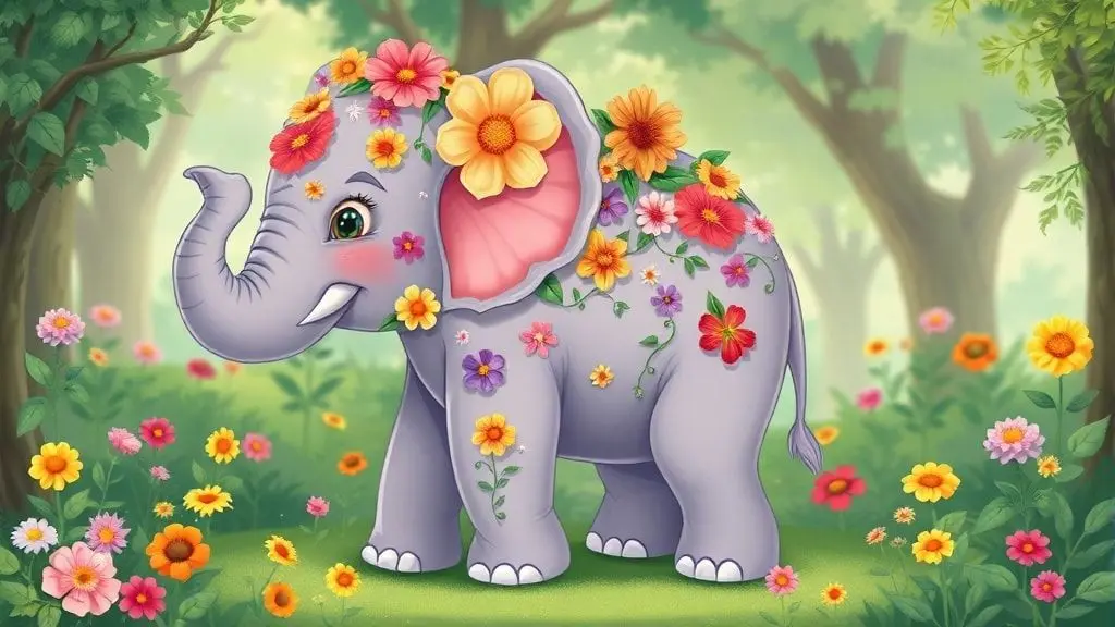 꽃과 자연을 사랑하는 코끼리 친구