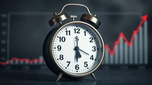 A dramatic image of a clock turning back, with a graph showing a rising exchange rate in the background, symbolizing a major shift in economic policy and market conditions.