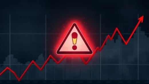A dynamic image showing a graph of currency exchange rates with a prominent warning sign, indicating economic instability and a looming crisis.