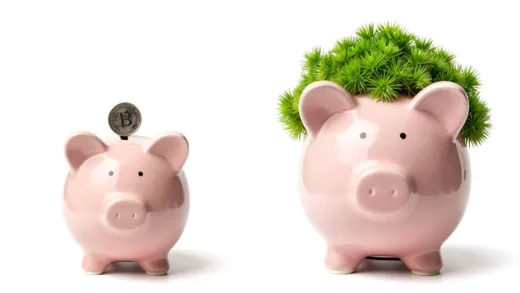 Image contrasting a small, meager savings account with a lush, overflowing piggy bank. One side showing struggle, the other side showing prosperity.