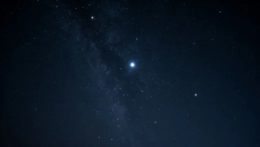 A stunning night sky filled with countless stars and distant galaxies, with a bright, prominent Polaris acting as a guide. The image should evoke a sense of mystery and wonder about the cosmos.