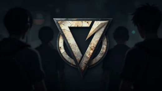 Dramatic image of a video game company logo, perhaps slightly cracked or tarnished, with blurred silhouettes of disappointed gamers in the background, set against a dark, contemplative atmosphere.