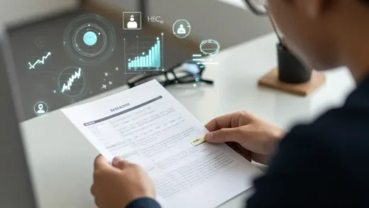 A person sitting at a desk, looking thoughtfully at a bank statement with a small amount of money, surrounded by subtle glowing financial formulas.