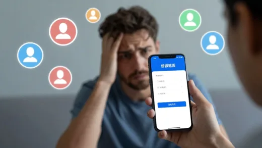 A concerned consumer looking at a smartphone screen showing data breach notification, with personal information symbols floating in the background, digital art style