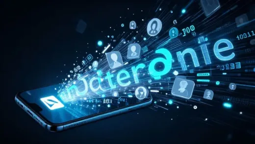 A shocking scene of data leakage with digital personal information flowing out of a smartphone screen, symbolizing the Coupang data breach