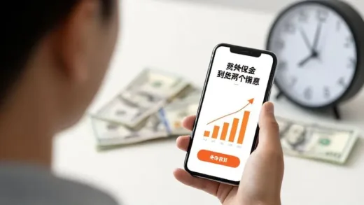 A person looking intently at a smartphone screen displaying financial growth, with a background subtly showing a large sum of money and a clock, symbolizing the value of checking pension accounts and the potential for financial growth, modern, empowering, financial illustration.