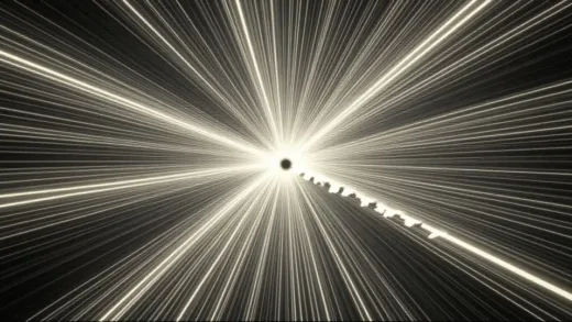 A cosmic canvas, with glowing lines representing infinite divisibility, then a sudden, sharp, pixelated edge appearing, with a tiny, subtle black hole forming at the edge, abstract, digital art.