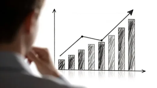 A person looking at a beautifully drawn life graph with lines representing ups and downs, showing reflection and thoughtful expression. The graph is detailed and visually engaging.