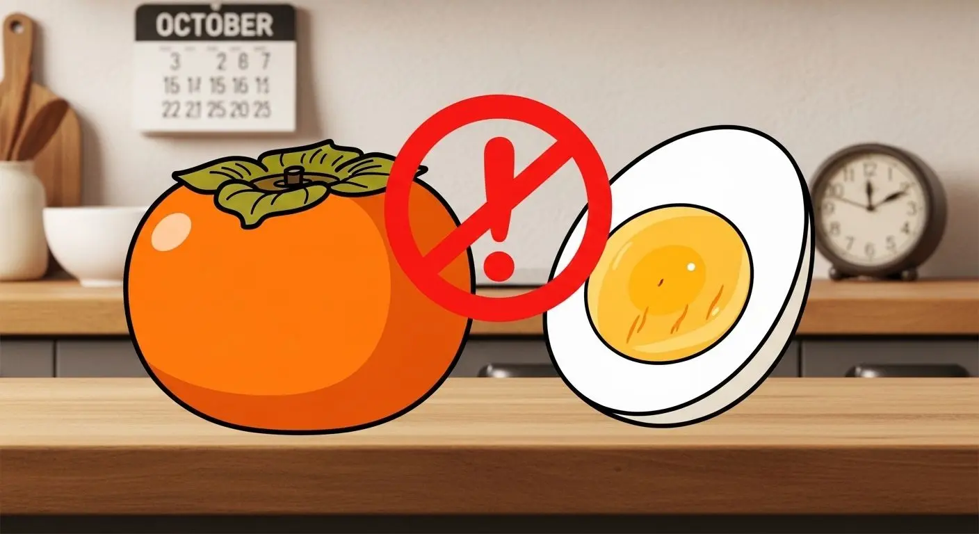 계란과 상극인 음식 1: 가을의 붉은 보석, 감 - 뱃속에서 돌을 만드는 조합