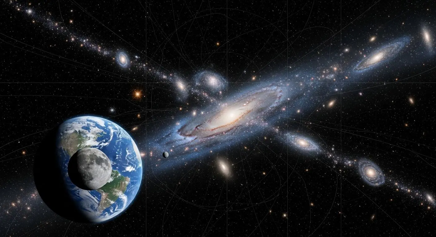 우주의 계층적 구조: 태양계에서 은하 필라멘트까지의 여정