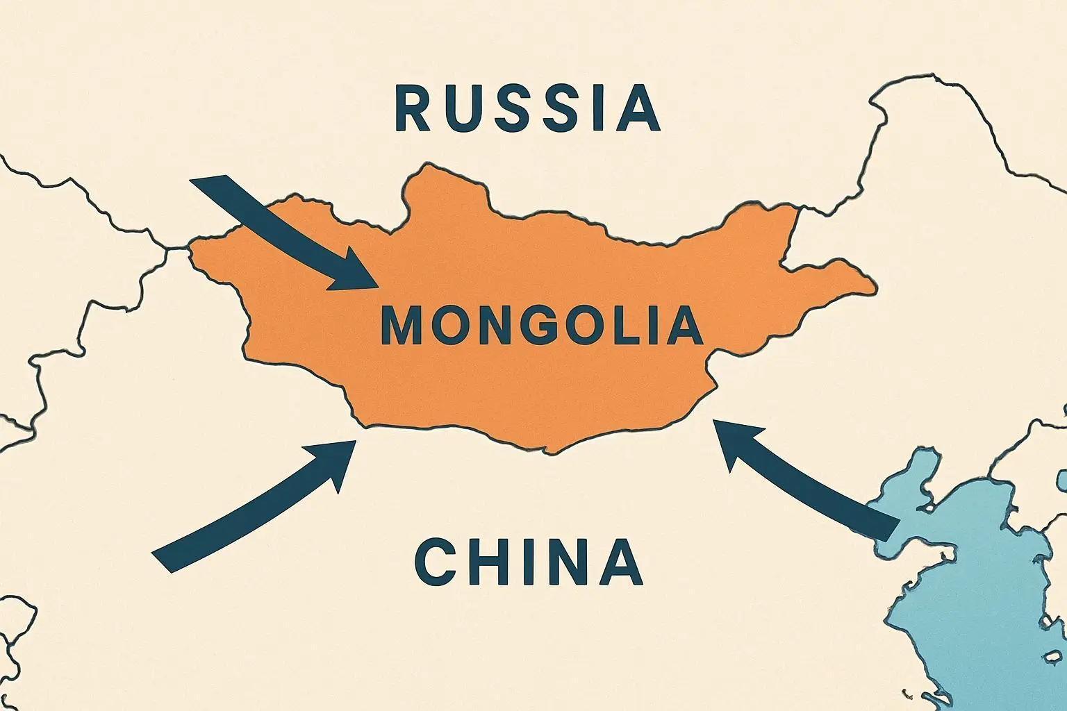 바다 없는 나라, 두 강대국에 갇힌 경제