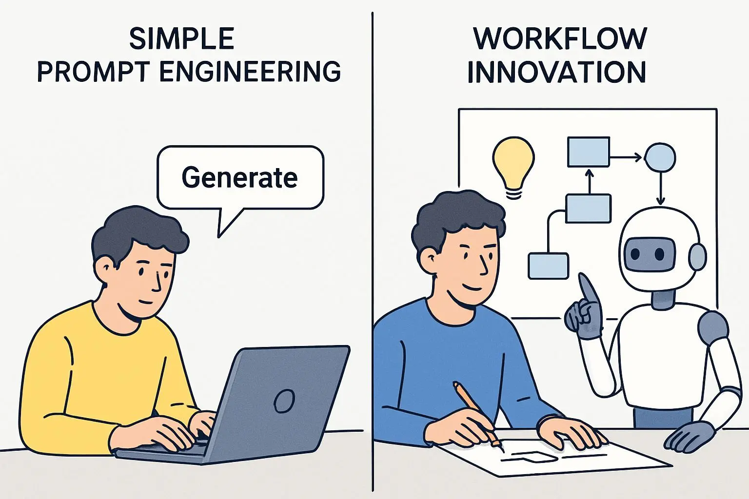 프롬프트 기술 vs 워크플로우 혁신: 근본적인 차이