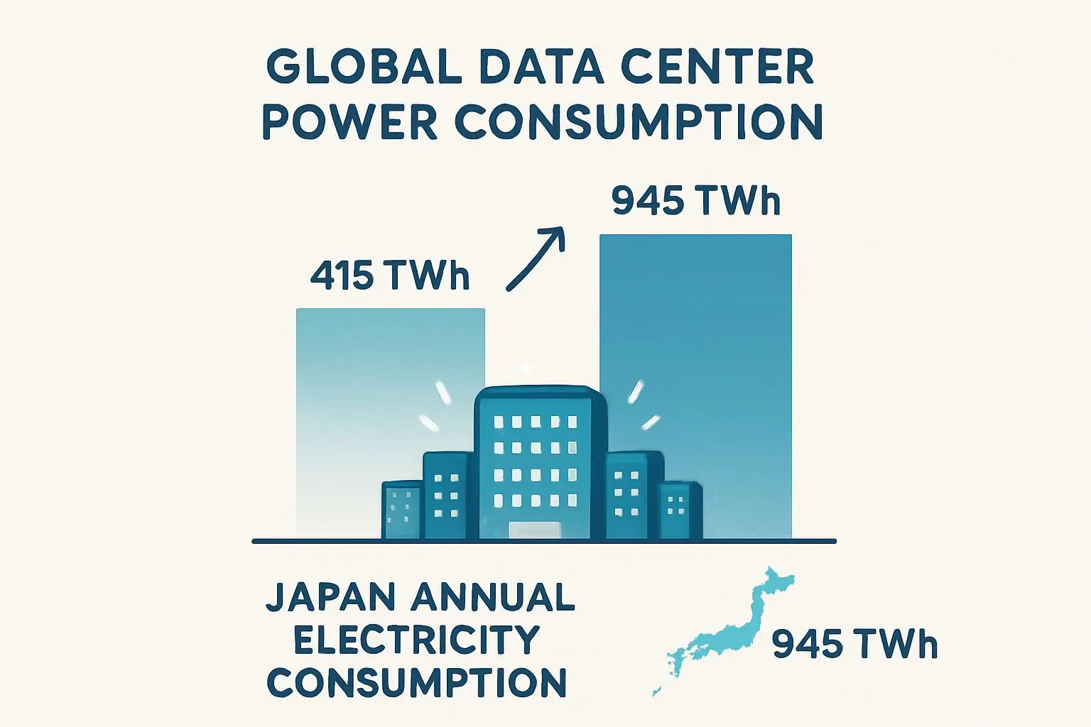 전력 수요의 충격적 규모: 일본 전체 전기량에 맞먹는 데이터센터 수요
