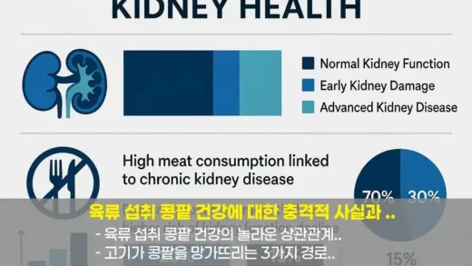 Kidney health statistics and meat consumption infographic showing research data