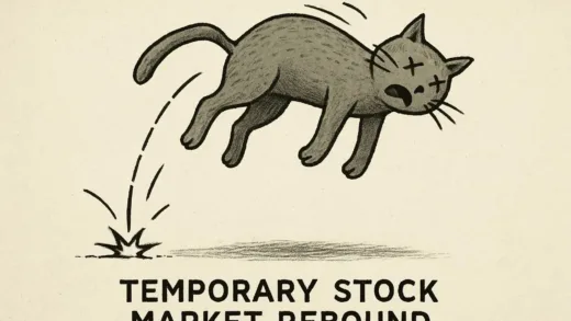 A dead cat bouncing off the ground metaphorically representing a temporary stock market rebound.