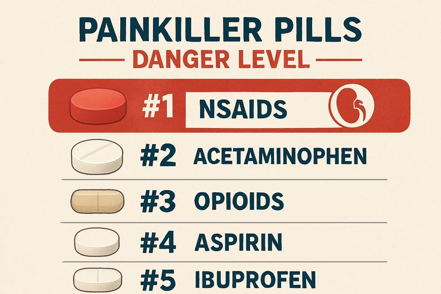 📈 콩팥에 가장 위험한 진통제 TOP 5 (2026년 기준)
