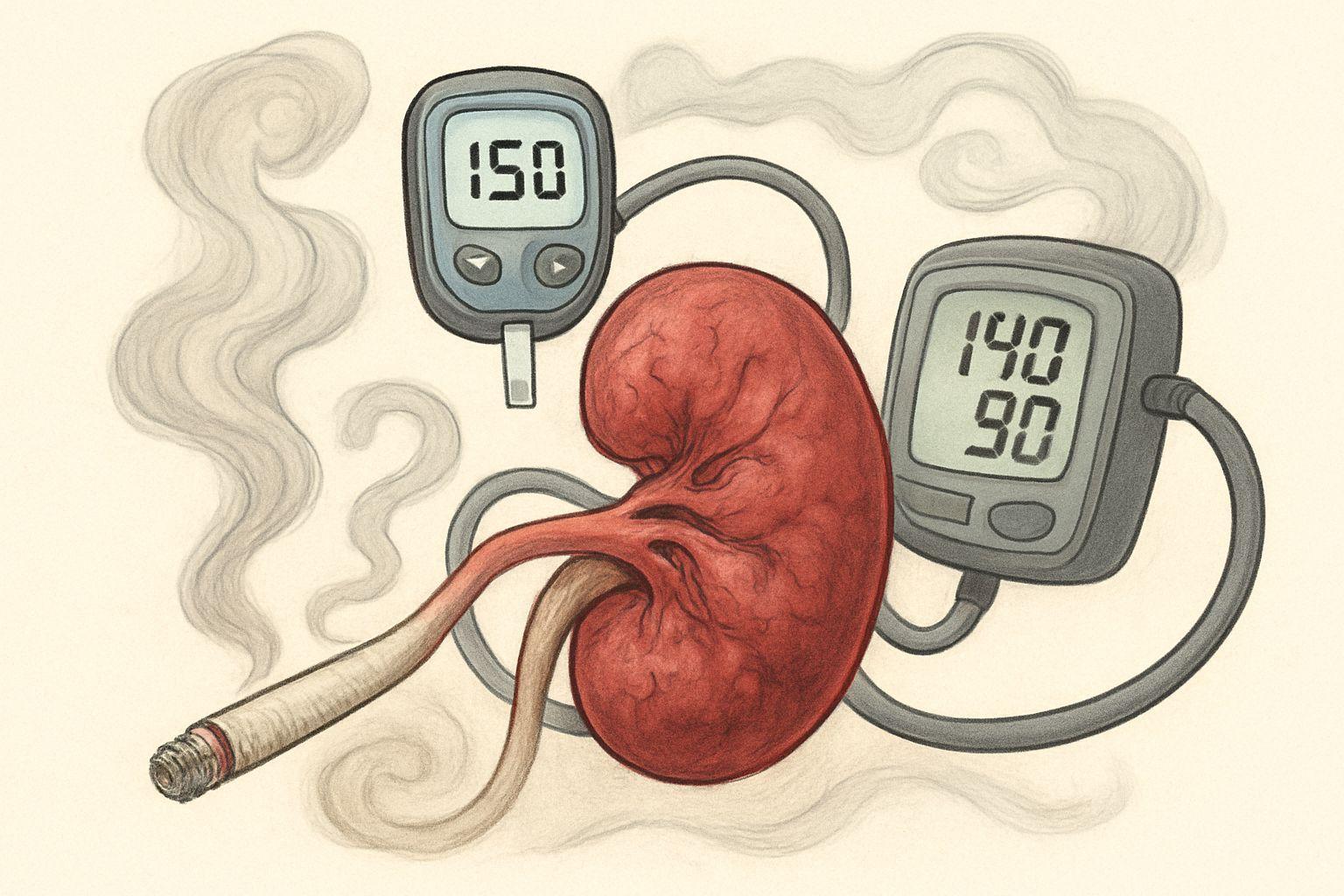 📈 담배와 당뇨, 고혈압의 치명적인 만남: 콩팥 손상 가속화
