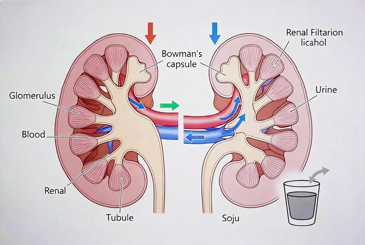 💡 콩팥은 쉬지 않는 정수기, 소주가 미치는 즉각적인 변화