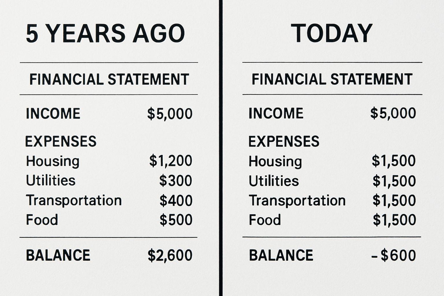 ⚙️ 고정비 괴물, 5년간 우리 삶을 어떻게 잠식했나?