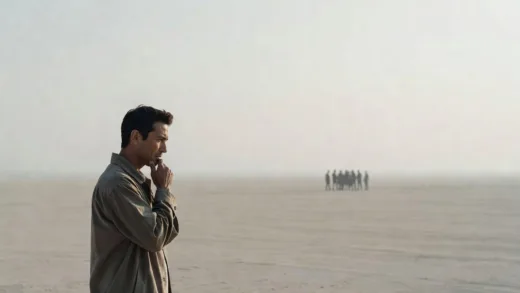 A thoughtful person observing a group from a distance, soft lighting, contemplative mood, minimalist style