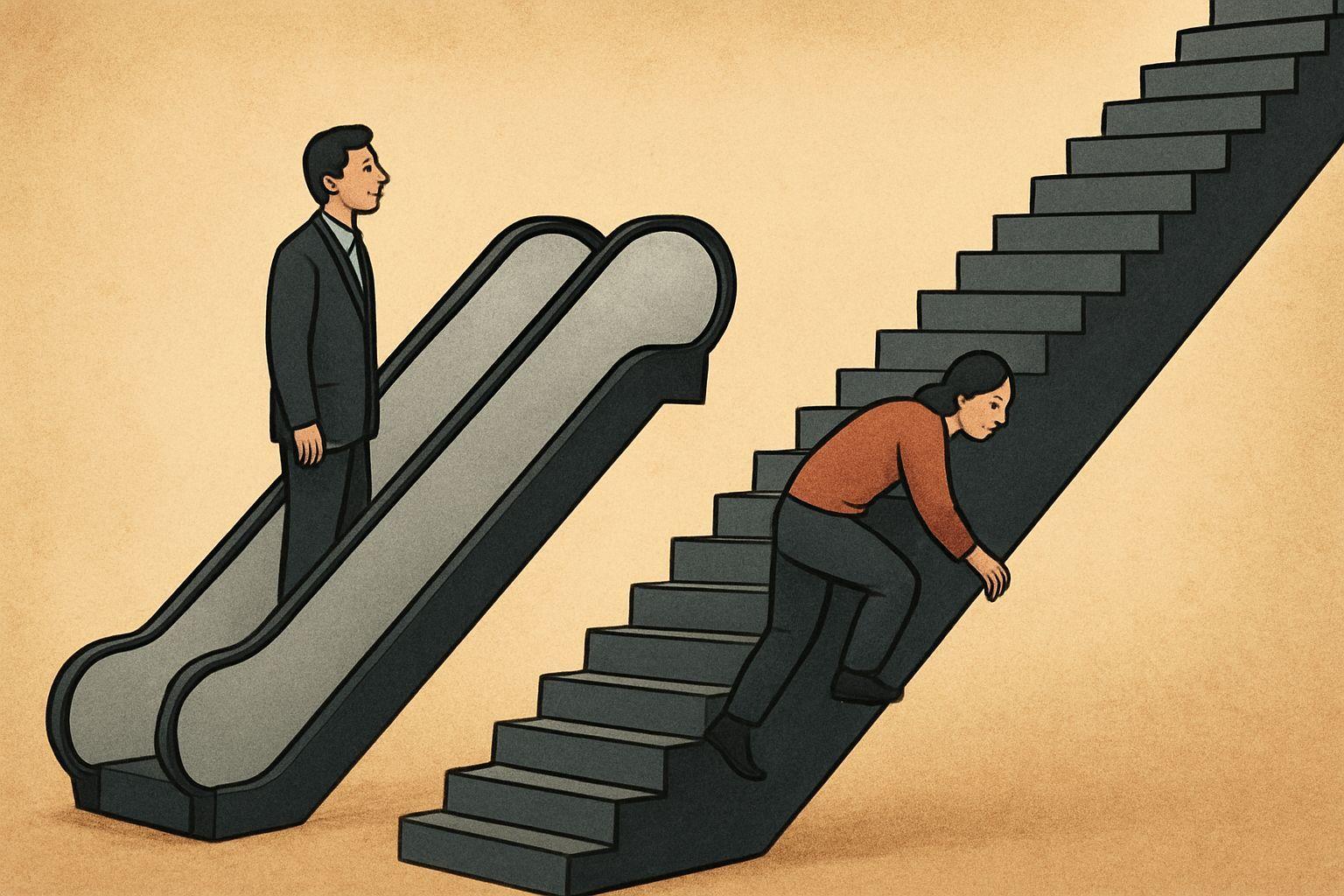 📈 좁혀지지 않는 격차, 에스컬레이터와 계단