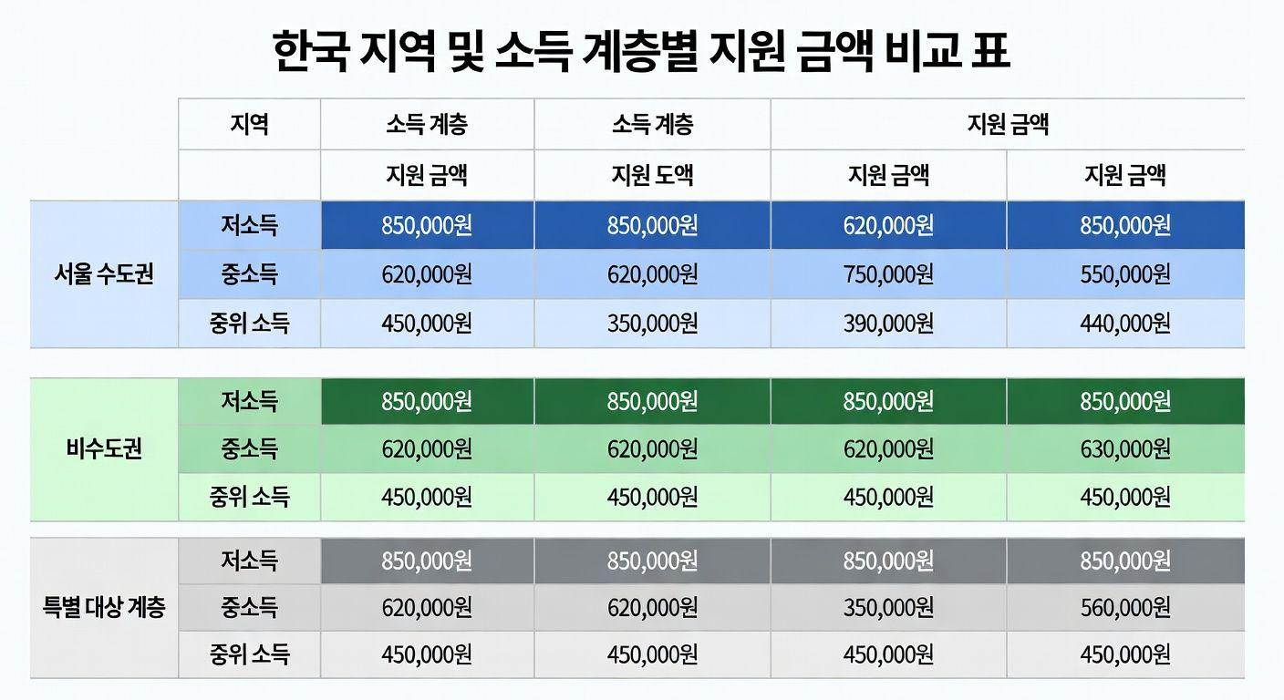 📊 고유가 피해 지원금 금액표: 지역별·계층별 차등 지원