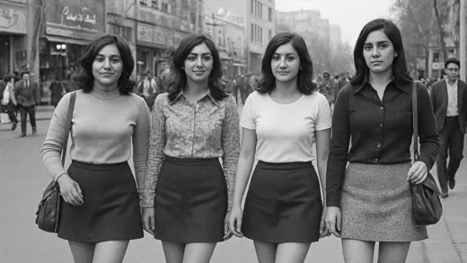 Historical photo of Iranian women in mini-skirts in Tehran, 1970s