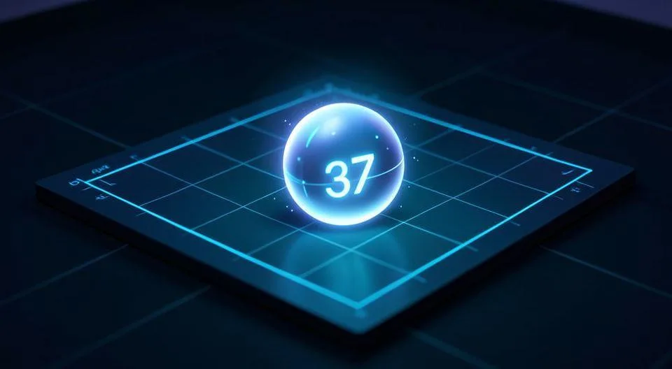 A conceptual illustration of a Go board with a glowing stone at move 37 position, representing AI creativity and breakthrough, digital art style