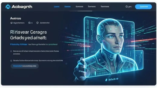 A futuristic AI agent, depicted as a digital entity residing within a holographic folder, interacting with its environment. The agent has a thoughtful expression, surrounded by glowing data streams, in a mobile-optimized, professional blog header style.