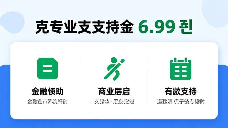 A professional infographic showing Chungcheongnam-do's small business support fund of 6.9 billion won, with icons for financial aid, business restart, and delivery support, modern clean design with blue and green color scheme