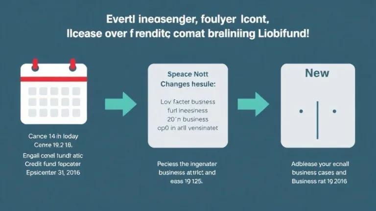 A professional infographic showing the key changes to small business credit vulnerable fund application process, with calendar dates, arrows indicating changes, and comparison between old and new systems.