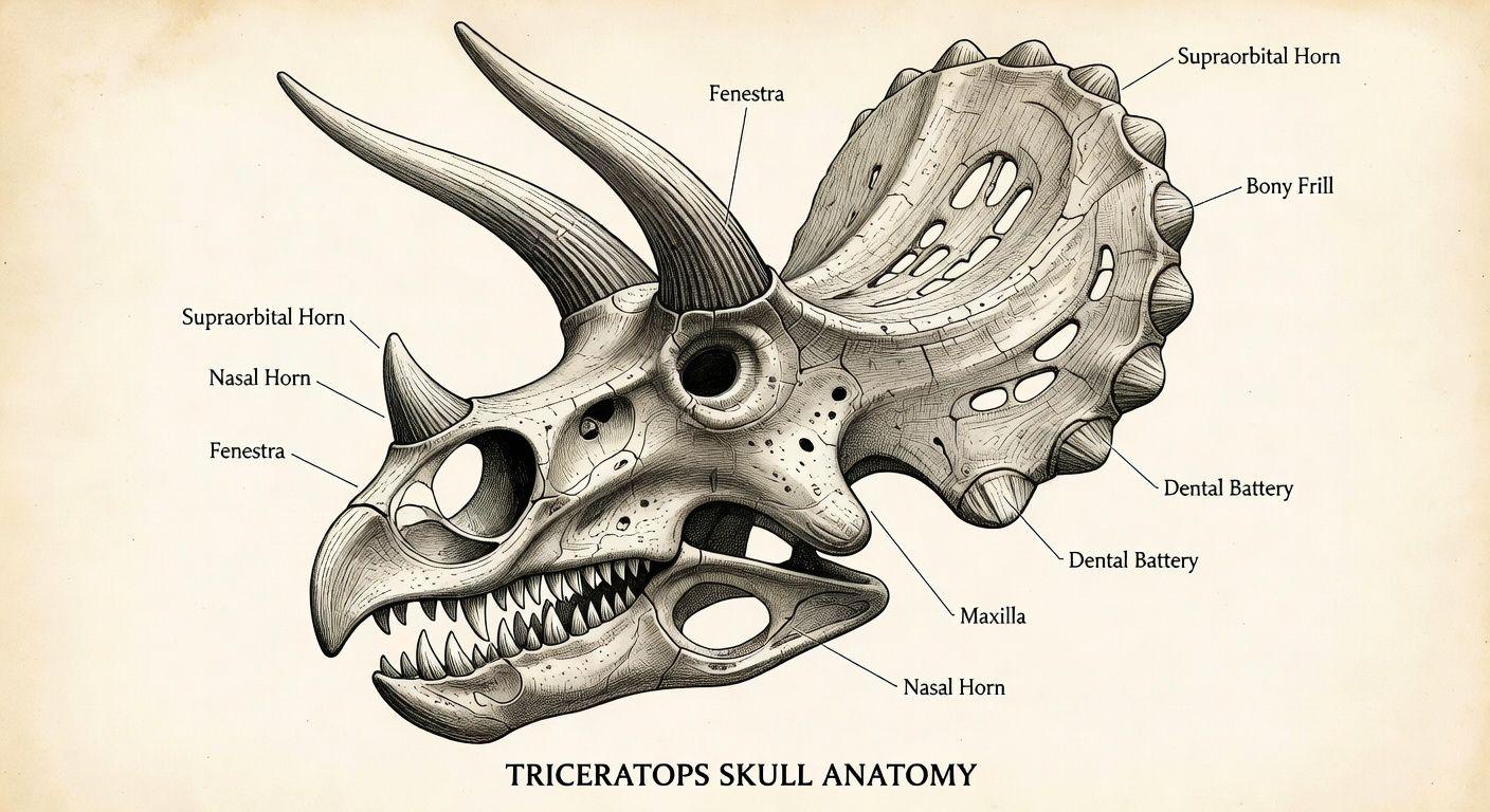 ⚙️ 트리케라톱스의 놀라운 해부학: 뿔, 프릴, 이빨