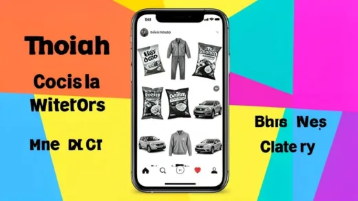 A mobile phone screen displaying various everyday items like snacks, clothes, and cars, all rendered in black and white, against a colorful background, indicating a social media challenge.