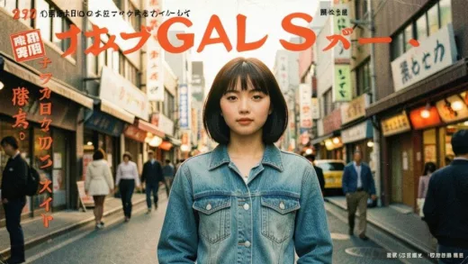 1970s Tokyo street fashion, young Japanese women in casual denim and modest makeup, vintage GALS magazine cover, retro Japanese cityscape, soft warm lighting, film grain texture