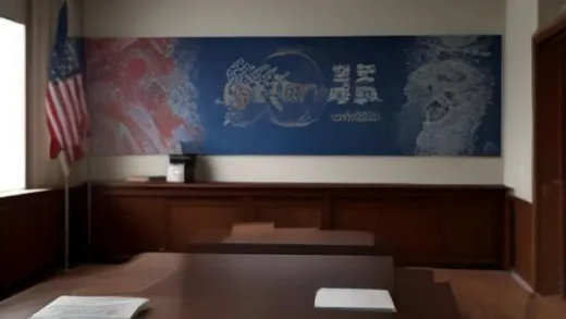 A 2001 era meeting room with US and Chinese flags on a table, a scale balance showing a dragon and an eagle, vintage newspaper headlines about WTO accession in the background, dramatic cinematic lighting, documentary style