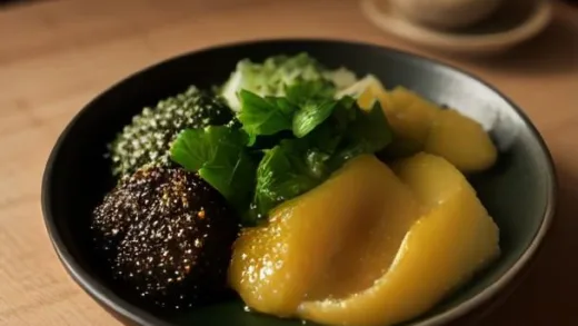 A close-up of fresh roasted seaweed sheets (gim) on a traditional Korean table with rice and side dishes, warm natural lighting, healthy food photography, appetizing golden green texture, high detail