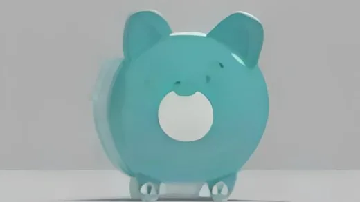 A minimal flat illustration of a piggy bank with a hole at the bottom, coins silently draining out like sand, a shopping cart and rising price tags in the background, soft teal and gray color palette, clean modern infographic style