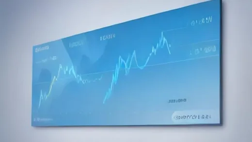 A modern financial news illustration showing a Korean won and US dollar exchange rate chart trending downward toward 1410, calm market atmosphere, blue and white color scheme with soft gradients, clean digital editorial art style