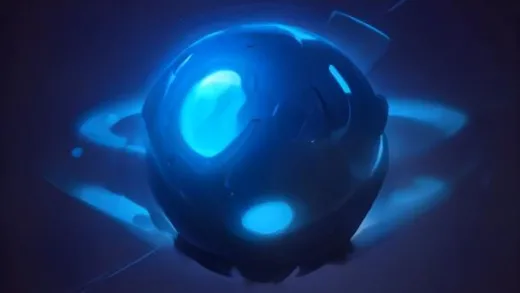 A sleek 3D render of a glowing AI orb surrounded by digital speed lines, a floating counter showing 340 tokens per second, split-screen concept showing a slow thoughtful brain phase on the left and a rapid streaming output on the right, dark navy background with blue and purple neon accents, futuristic technology aesthetic