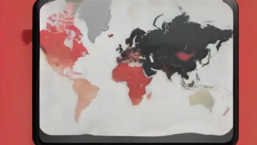A smartphone screen showing an error message 'site cannot be reached' while a world map with red blocked country markers and a padlock icon appears in the background, modern flat illustration style