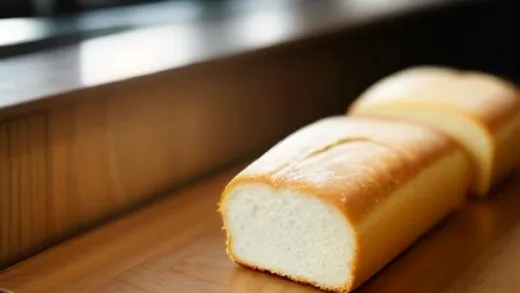 A warm loaf of fresh hotel-style milk bread on a wooden table, soft fluffy texture being torn by hand, a small price tag showing 2,900 won, bright modern Korean supermarket background, appetizing food photography with soft natural lighting