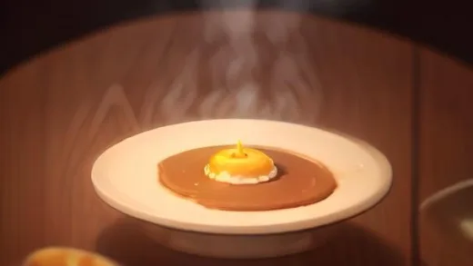 A warm minimalist illustration of a dinner table with a steaming meal, symbolizing the metaphor that the smell of dinner is evidence of dinner, with three glowing macronutrient icons for enjoyment, satisfaction, and meaning floating above, soft morning light, cozy and educational mood