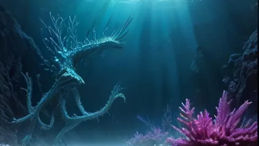 A whimsical, fantastical illustration of the Hallucigenia creature, with its original mistaken reconstruction (spikes as legs) contrasted with its correct modern reconstruction, shown underwater in an ancient ocean environment, vibrant colors, detailed scientific illustration style.