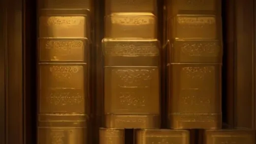 Central banks moving gold bars from overseas vaults back to their home country, a secure and modern vault with gold bars neatly stacked, global map in the background, professional and serious atmosphere, high-resolution, realistic style
